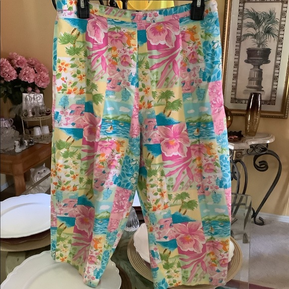 Briggs capris summer colors size 8P in great shapeYellow blue pink orang… - Picture 2 of 11